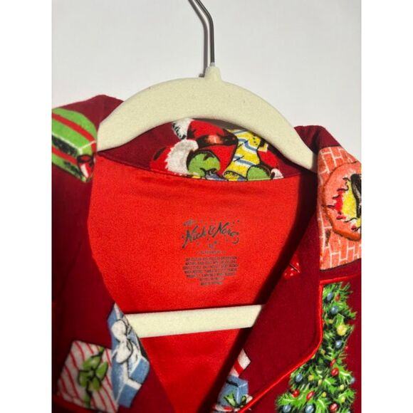 Nick & Nora Pajamas Women's Size XS Red Santa Retro Christmas Flannel Holiday - Picture 3 of 3